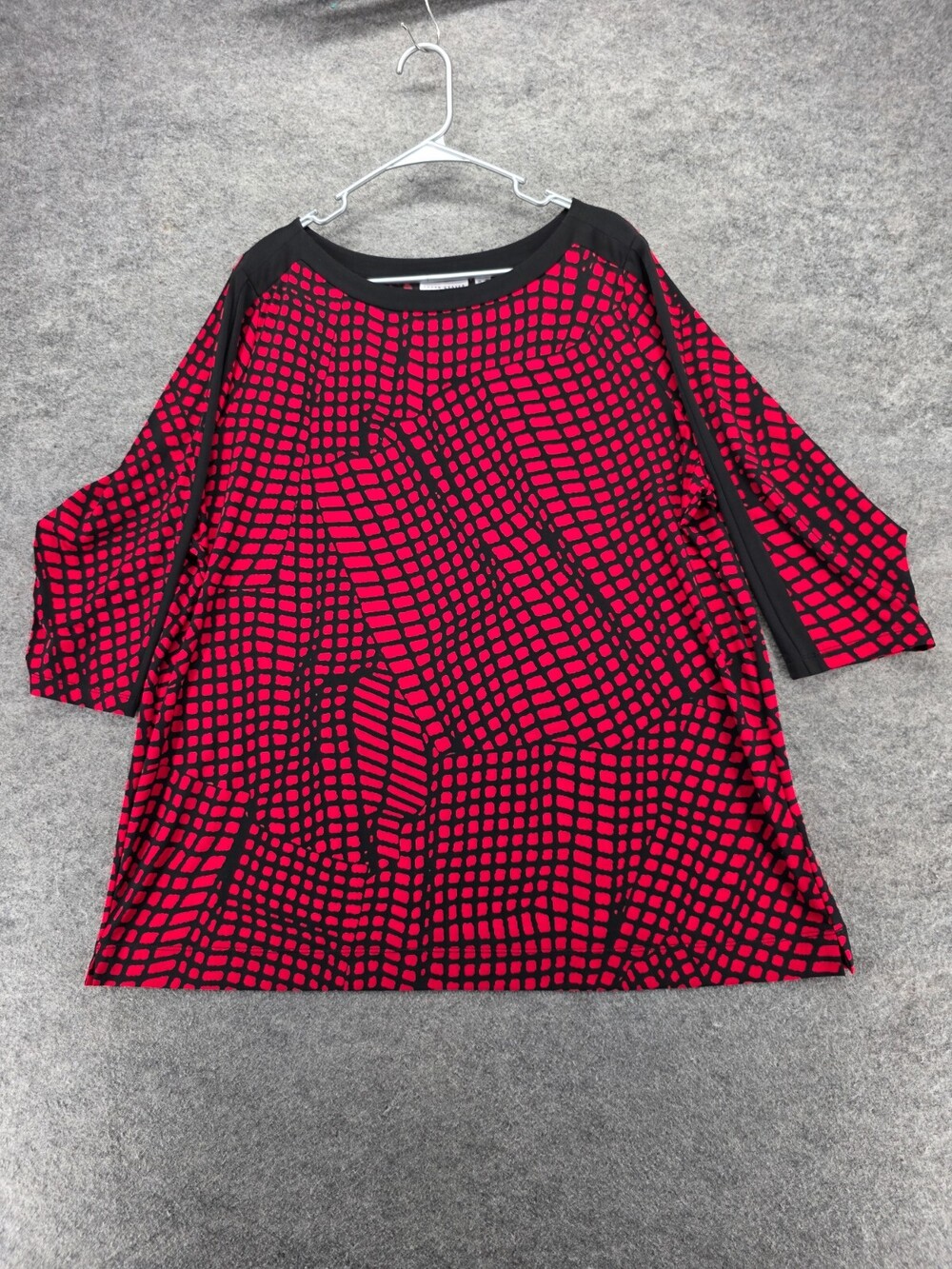 Susan Graver Shirt Womens 2X Short Sleeve Red Black